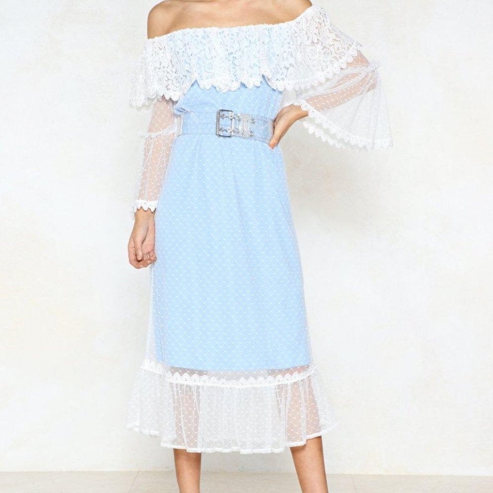 Nasty Gal white and baby blue dress